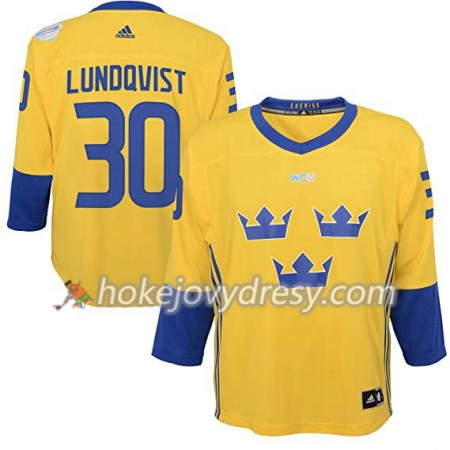 Pánské Hokejový Dres Švédsko Henrik Lundqvist 30 Světový pohár v ledním hokeji 2016 Žlutá Premier